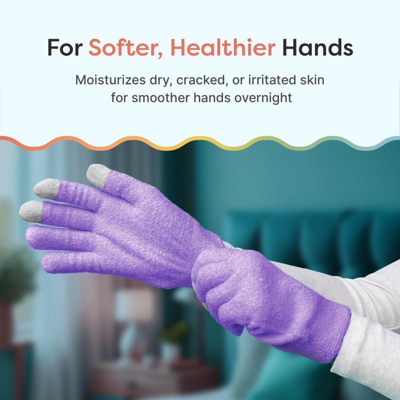 Zentoes قفازات زين توز المرطبة لليدين الجافة، جل م infused بزيت بذور الجوجوبا، زيت الزيتون وفيتامين E، مرطب لليدين طوال الليل (مقاس موحد، لون ليلك فuzzy مع أطراف متوسطة) - Image 2